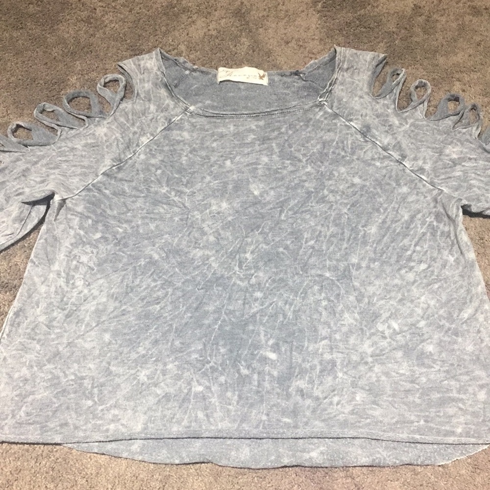 Comfy Vintage Havana acid wash slit sleeved shirt